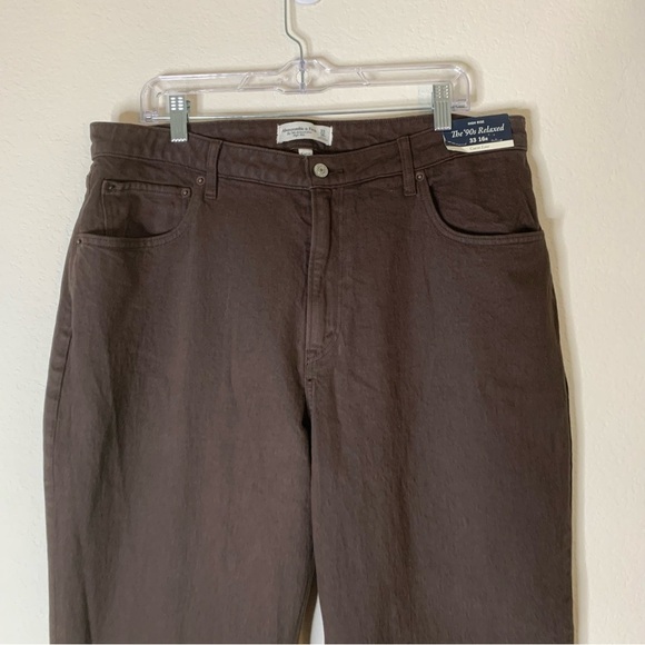 Abercrombie & fitch womens brown the 90s relaxed high rise jean 33 NEW - Picture 3 of 10